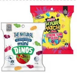 IGA The Natural Confectionery Co. Mini Dinos or Mini Sour Patch Kids Bag 80g Selected Varieties offer