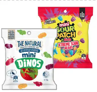 IGA The Natural Confectionery Co. Mini Dinos or Mini Sour Patch Kids Bag 80g Selected Varieties offer