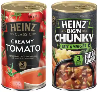IGA Heinz Classic or Big’N Chunky Canned Soup 520‑535g Selected Varieties offer