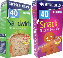 IGA Hercules Resealable Snack Bags or Sandwich Bags 40 Pack offer