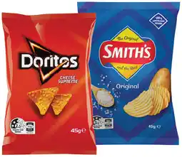 IGA Doritos Corn Chips, Smith’s Crinkle Cut Chips or Twisties 45g Selected Varieties offer