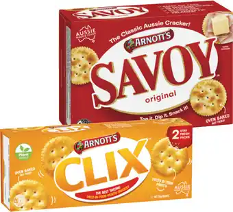 IGA Arnott’s Savoy 225g or Clix 250g Selected Varieties offer