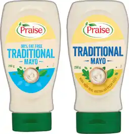 IGA Praise Traditional Squeeze Mayo 250‑280g Selected Varieties offer