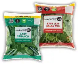 IGA Community Co Baby Spinach Big Bag or Baby Leaf Salad Mix 260g offer