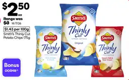 Woolworths Smith's Thinly Cut Potato Chips offer
