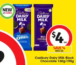 Coles Cadbury Dairy Milk Chocolate offer