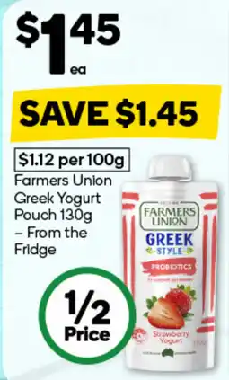 Woolworths Farmers Union Greek Yogurt Pouch offer