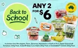 Woolworths Australian Kids Mini Apples, Pears, Bananas, Mandarins or Kiwifruit Pk 5, Sweet Solanato® Tomatoes offer