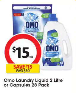 Coles Omo Laundry Liquid 2 Litre or Capsules 28 Pack offer