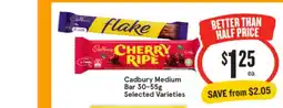 IGA Cadbury Medium Bar 30-55g Varieties offer
