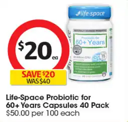 Coles Life-Space Probiotic for 60+ Years Capsules offer