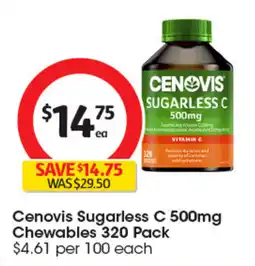 Coles Cenovis Sugarless C 500mg Chewables offer