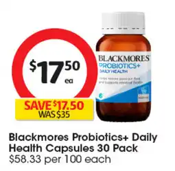 Coles Blackmores Probiotics+ Daily Health Capsules offer