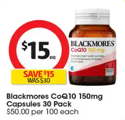Coles Blackmores CoQ10 150mg Capsules offer