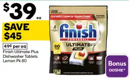 Woolworths Finish Ultimate Plus Dishwasher Tablets Lemon offer