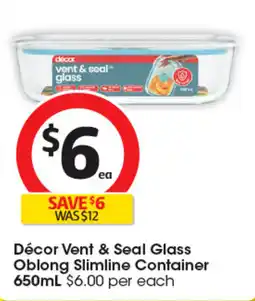 Coles Décor Vent & Seal Glass Oblong Slimline Container offer