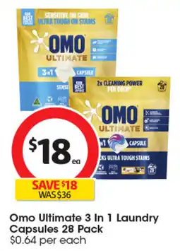 Coles Omo Ultimate 3 In 1 Laundry Capsules offer