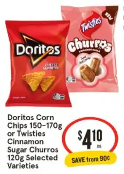 IGA Doritos Corn Chips or Twisties Cinnamon Churros Selected Varieties offer