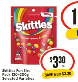 IGA Skittles Fun Size Pack Selected Varieties offer