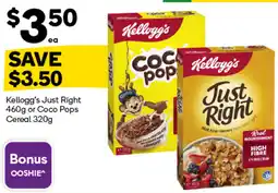 Woolworths Kellogg's Just Right or Coco Pops Cereal offer