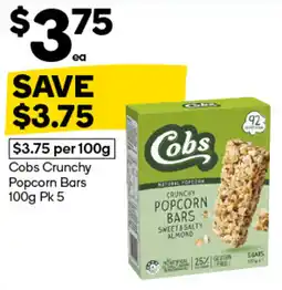 Woolworths Cobs Crunchy Popcorn Bars offer