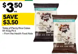 Woolworths Table of Plently Rice Cakes offer