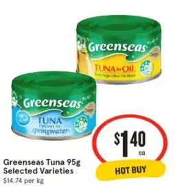 IGA Greenseas Tuna 95g Selected Varieties offer