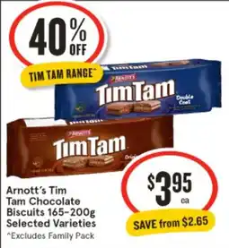IGA Arnott's Tim Tam Chocolate Biscuits Selected Varieties offer