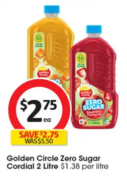 Coles Golden Circle Zero Sugar Cordial offer