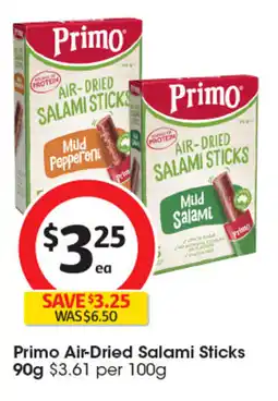 Coles Primo Air-Dried Salami Sticks offer
