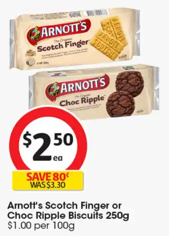 Coles Arnott's Scotch Finger or Choc Ripple Biscuits offer