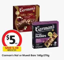 Coles Carman's Nut or Muesli Bars offer