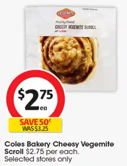 Coles Coles Bakery Cheesy Vegemite Scroll offer