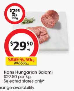 Coles Hans Hungarian Salami offer
