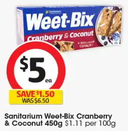 Coles Sanitarium Weet-Bix Cranberry & Coconut offer