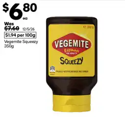 Woolworths Vegemite Squeezy offer
