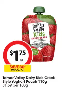 Coles Tamar Valley Dairy Kids Greek Style Yoghurt Pouch offer