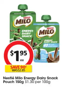 Coles Nestlé Milo Energy Dairy Snack Pouch offer