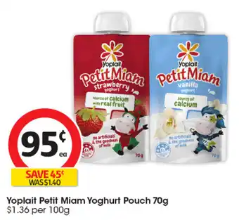 Coles Yoplait Petit Miam Yoghurt Pouch offer