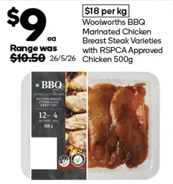 Woolworths Woolworths BBQ Marinated Chicken Breast Steak Varieties offer