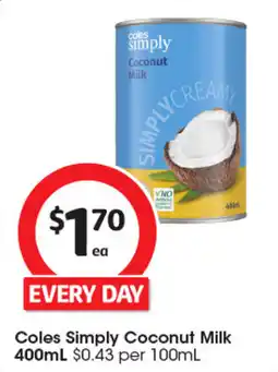 Coles Coles Simply Coconut Milk offer