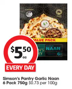 Coles Simson's Pantry Garlic Naan offer