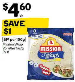 Woolworths Mission Wraps Varieties offer