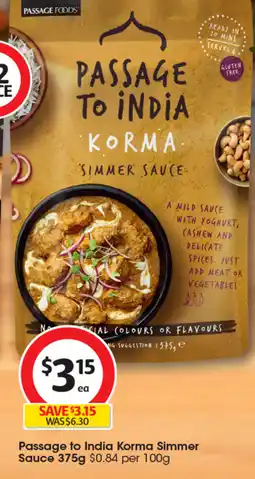 Coles Passage to India Korma Simmer Sauce offer