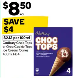 Woolworths Cadbury Choc Tops Ice Cream Cones offer