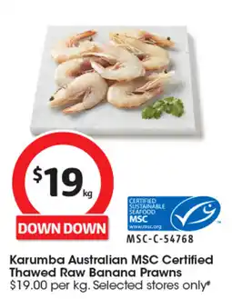 Coles Karumba Australian MSC Certified Thawed Raw Banana Prawns offer