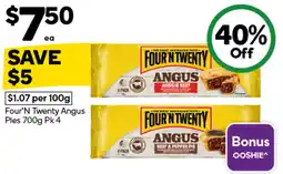 Woolworths Four'n Twenty Angus Pies offer
