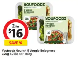 Coles Youfoodz Nourish 5 Veggie Bolognese offer