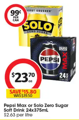 Coles Pepsi Max or Solo Zero Sugar Soft Drink offer