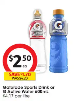 Coles Gatorade Sports Drink or G Active Water offer